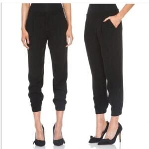 Vince Zipper Hem Pants Jogger Pleated Front Pockets Black High Rise Size 8